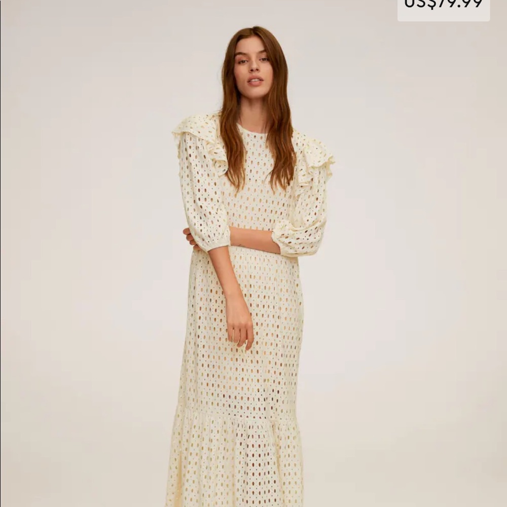 Ruffled Open-Work Dress